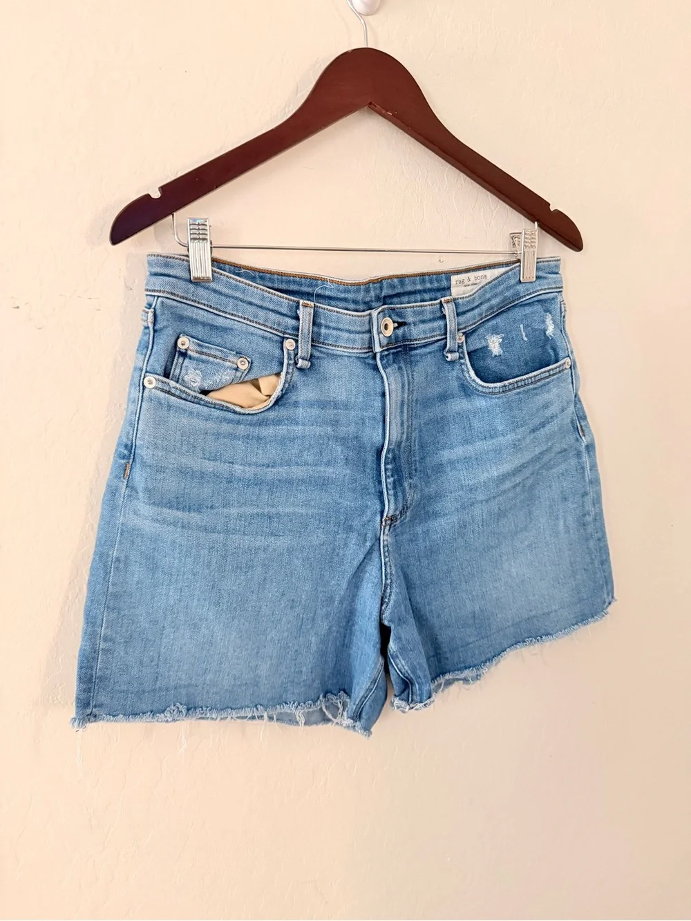 Rag‎ & Bone Nina High-Rise Short Light Wash Distressed Denim Shorts Size 32